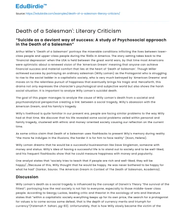 Death of a Salesman’: Literary Criticism