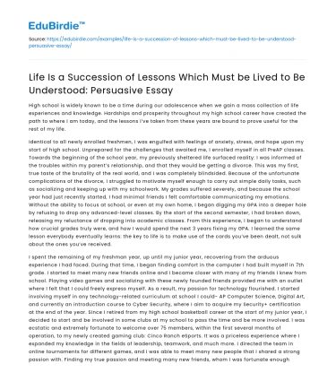 Life’s lessons: Must be lived to understand