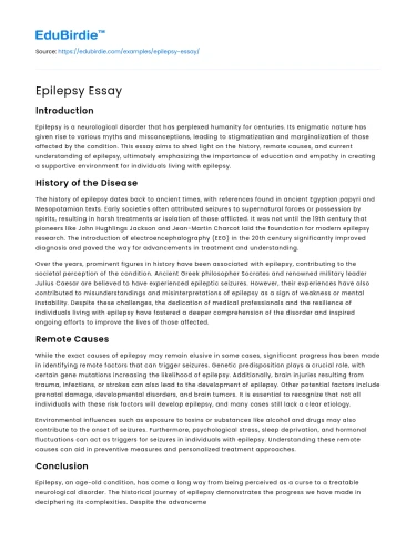 Epilepsy Essay