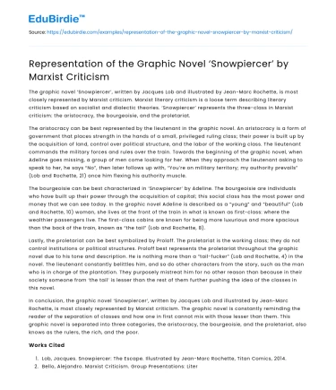 Representation of the Graphic Novel ‘Snowpiercer’ by Marxist Criticism