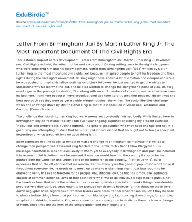 Letter from Birmingham Jail: Document in Civil Rights History