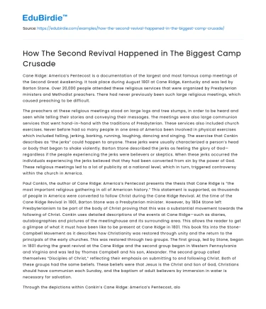How The Second Revival Happened in The Biggest Camp Crusade