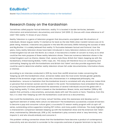 Research Essay on the Kardashian