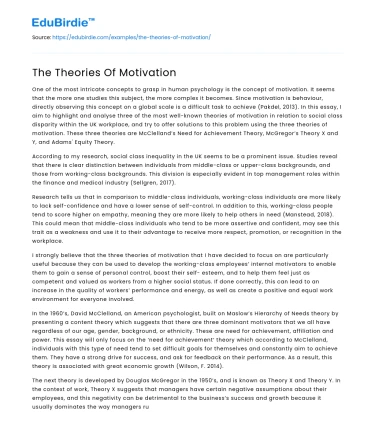 The Theories Of Motivation