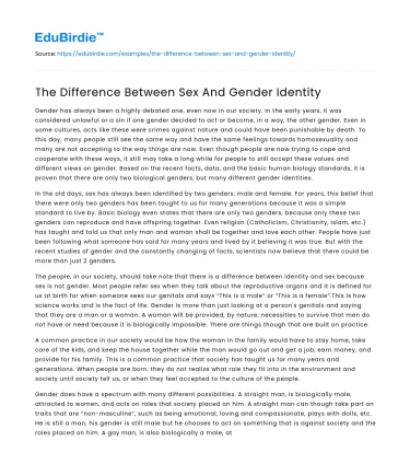 The Difference Between Sex And Gender Identity