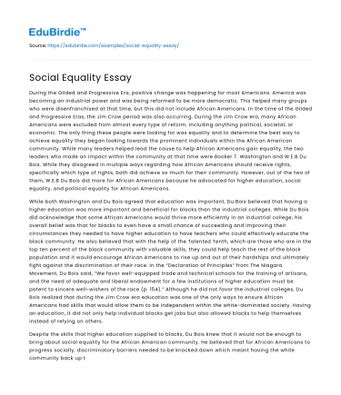 Social Equality Essay
