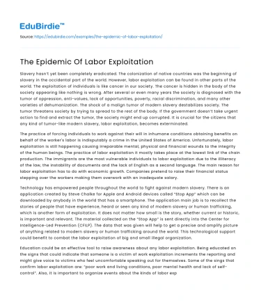 The Epidemic Of Labor Exploitation