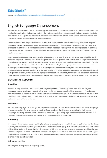 English Language Enhancement