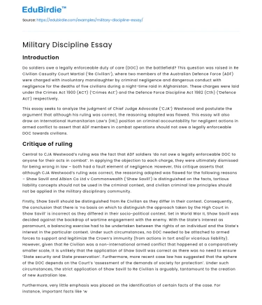 Military Discipline Essay