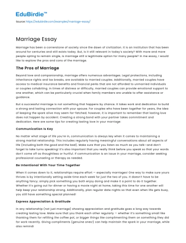 Marriage Essay