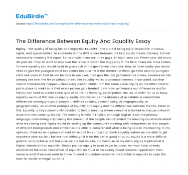 The Difference Between Equity And Equality Essay