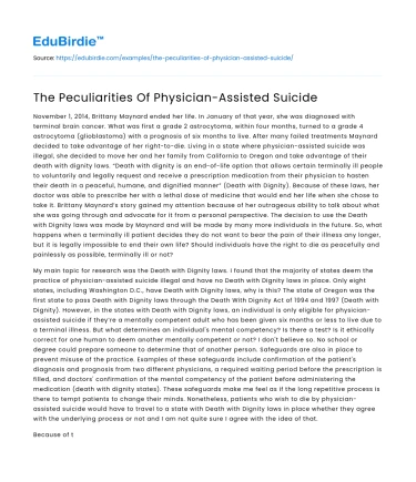 The Peculiarities Of Physician-Assisted Suicide