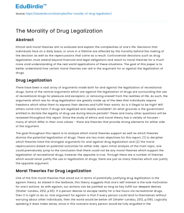 The Morality of Drug Legalization