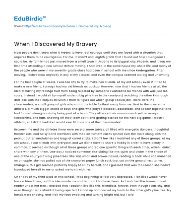 When I Discovered My Bravery