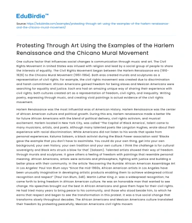 Art as Protest: Harlem Renaissance & Chicano Murals