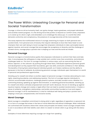 Unleashing Courage for Personal and Societal Transformation