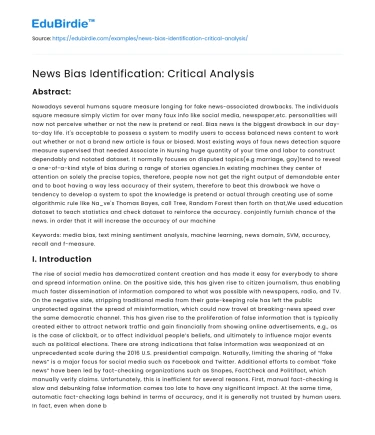 Bias in News: A Critical Examination