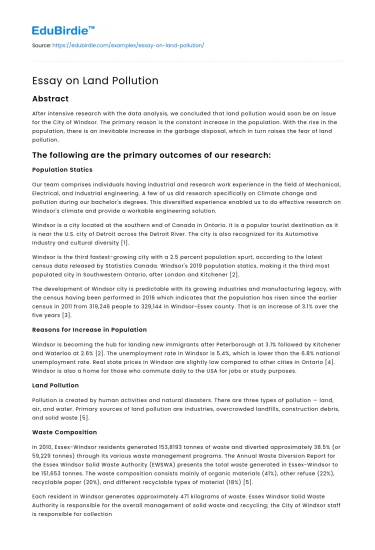Essay on Land Pollution