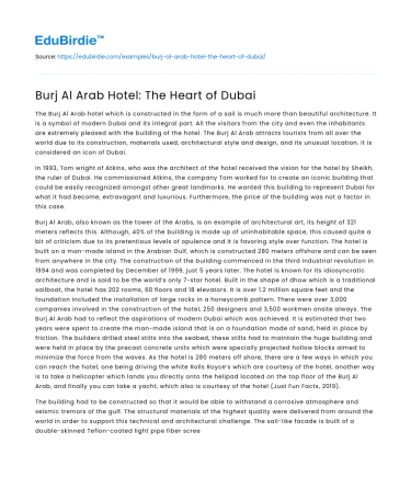 Burj Al Arab Hotel: The Heart of Dubai