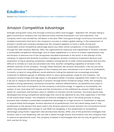 Amazon Competitive Advantage