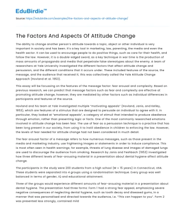 The Factors And Aspects Of Attitude Change