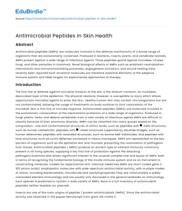 Antimicrobial Peptides In Skin Health