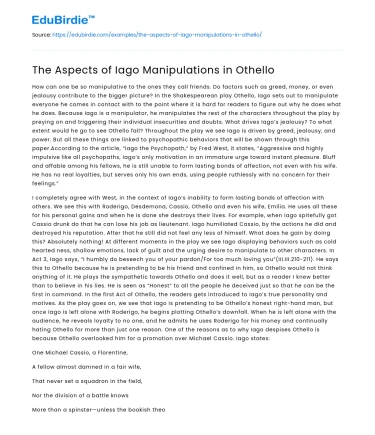 The Aspects of Iago Manipulations in Othello