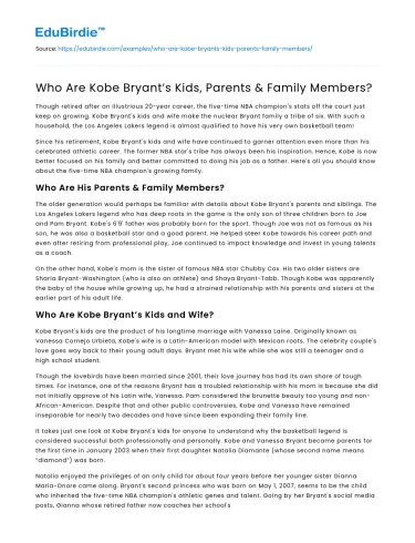 Who Are Kobe Bryant’s Kids, Parents & Family Members?
