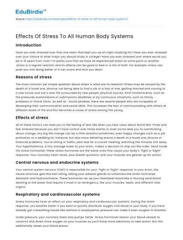 Stress: A Multisystem Impact on the Human Body