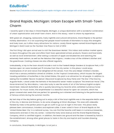 Grand Rapids, Michigan: Urban Escape with Small-Town Charm