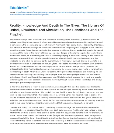 Exploring Reality, Knowledge, and Death in Various Works