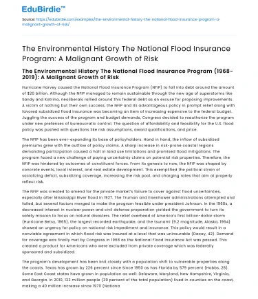 National Flood Insurance Program: A Risky History