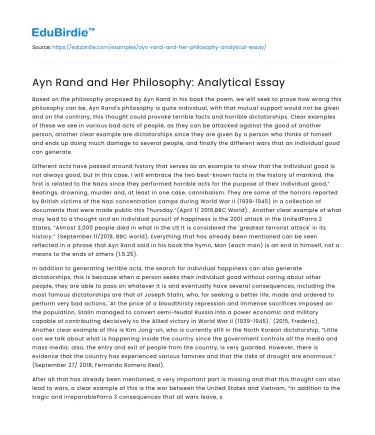 Ayn Rand and Her Philosophy: Analytical Essay