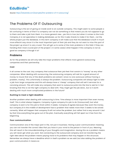 Challenges in IT Outsourcing