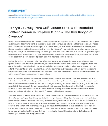 Henry’s Transformation in ‘The Red Badge of Courage’