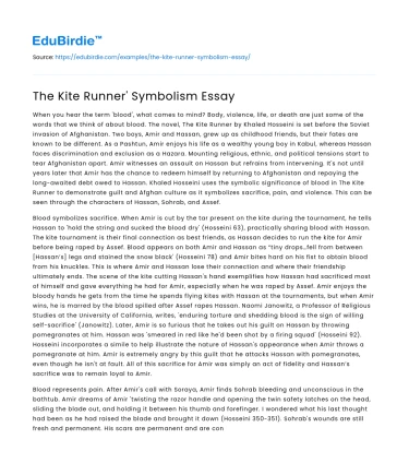 The Kite Runner’ Symbolism Essay