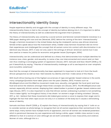 Intersectionality Identity Essay