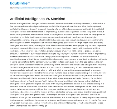 Artificial Intelligence VS Mankind