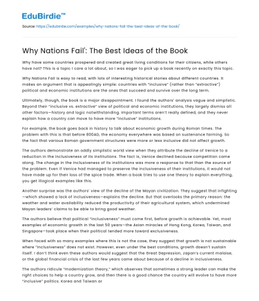 Why Nations Fail’: The Best Ideas of the Book