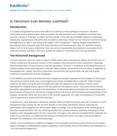 Is Terrorism Ever Morally Justified?