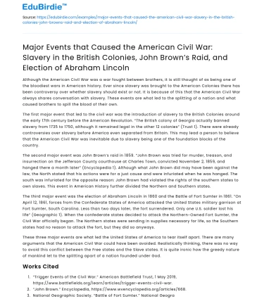 Causes of American Civil War: Slavery, John Brown, Lincoln’s Election