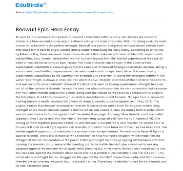 Beowulf Epic Hero Essay