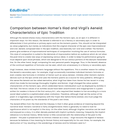 Comparison of Iliad and Aeneid: Epic Tradition Characteristics