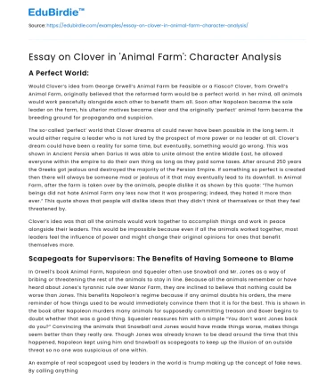 Clover’s Role in Orwell’s Allegory: A Character Analysis