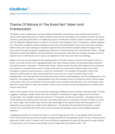 Theme Of Nature In The Road Not Taken And Frankenstein