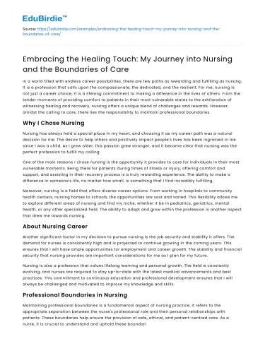 Journey into Nursing: Embracing Healing Touch & Care Boundaries