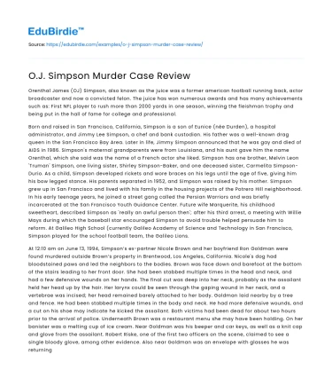 O.J. Simpson Murder Case Review