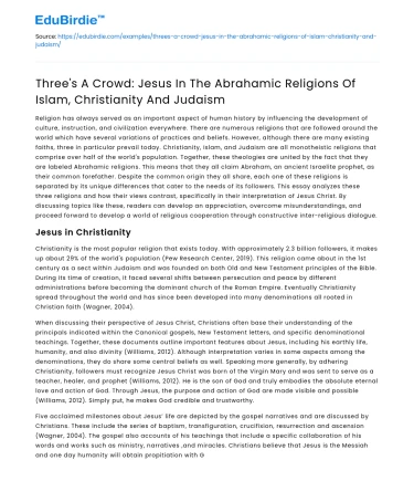 Jesus in Islam, Christianity, Judaism