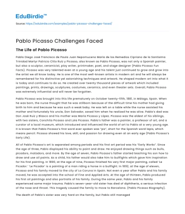 Pablo Picasso Challenges Faced