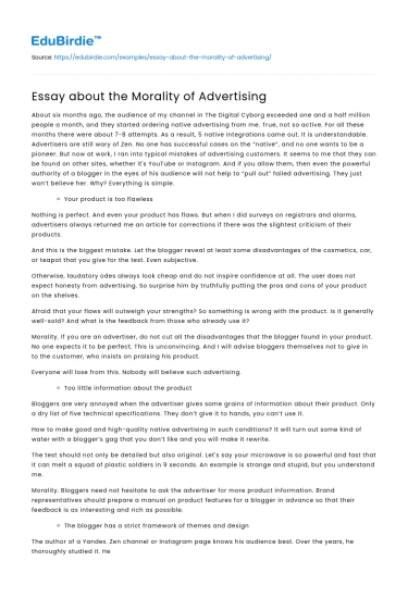 Essay about the Morality of Advertising